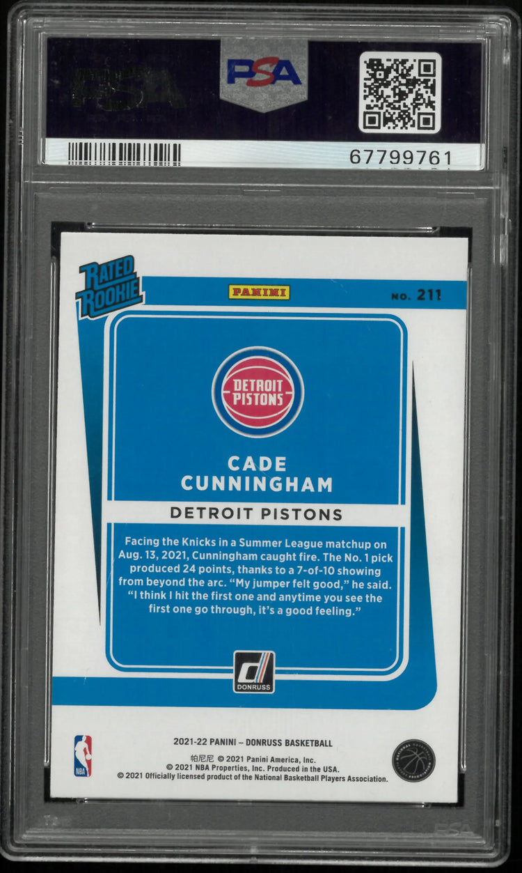 2021 Panini Donruss Cade Cunningham #211 Holo Green Yellow Laser PSA 10 