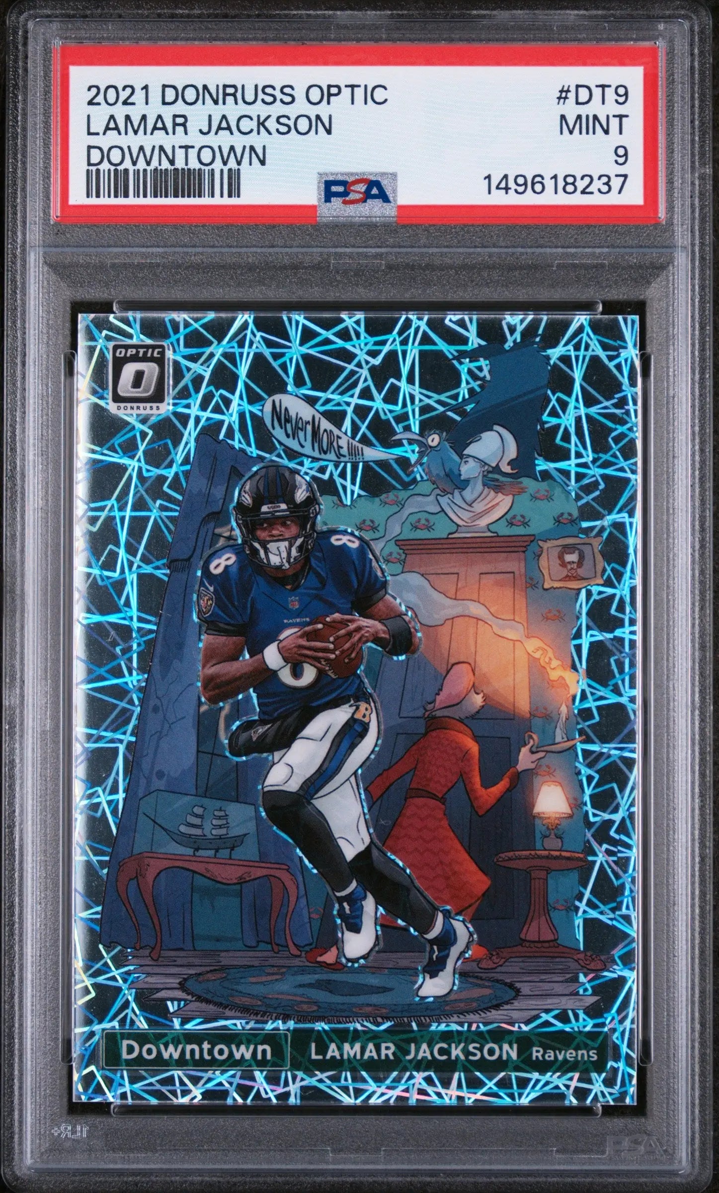 2021 Panini Donruss Optic Downtown Lamar Jackson PSA 9 