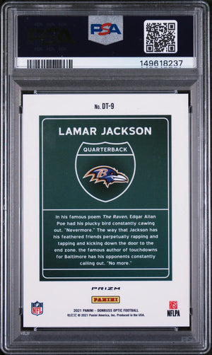 2021 Panini Donruss Optic Downtown Lamar Jackson PSA 9 