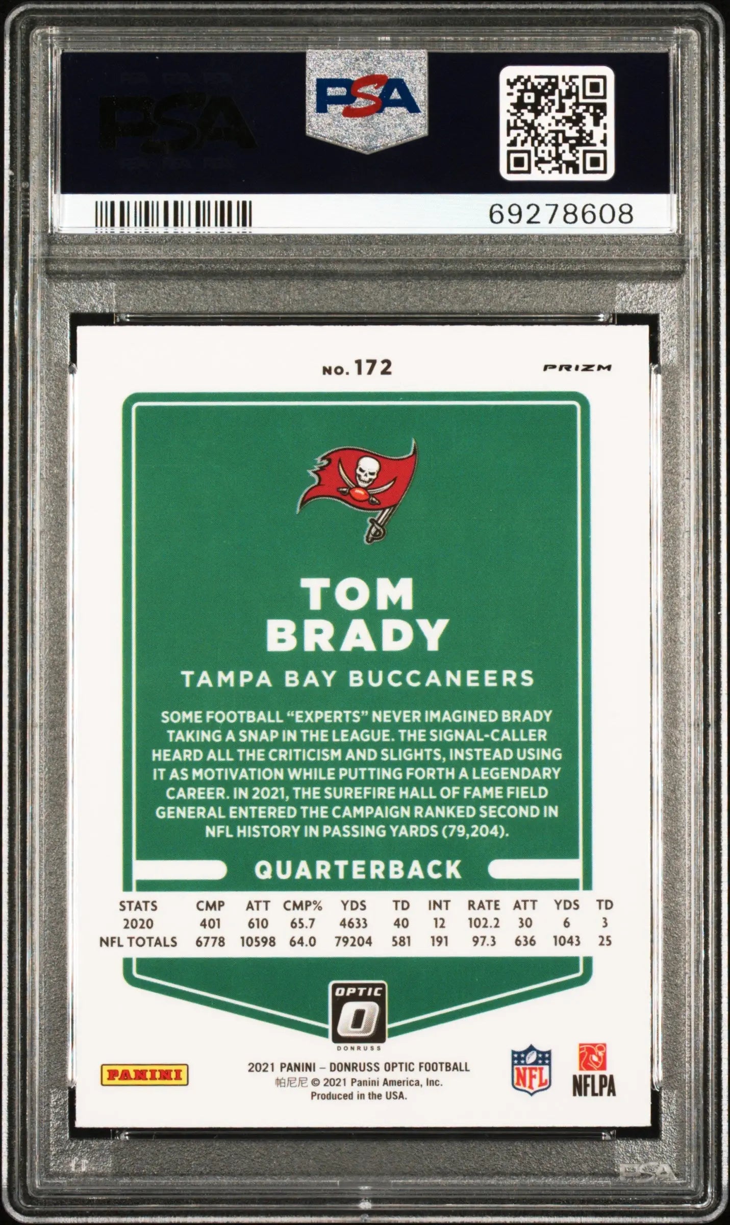 2021 Panini Donruss Optic Freedom Tom Brady #172 PSA 10 
