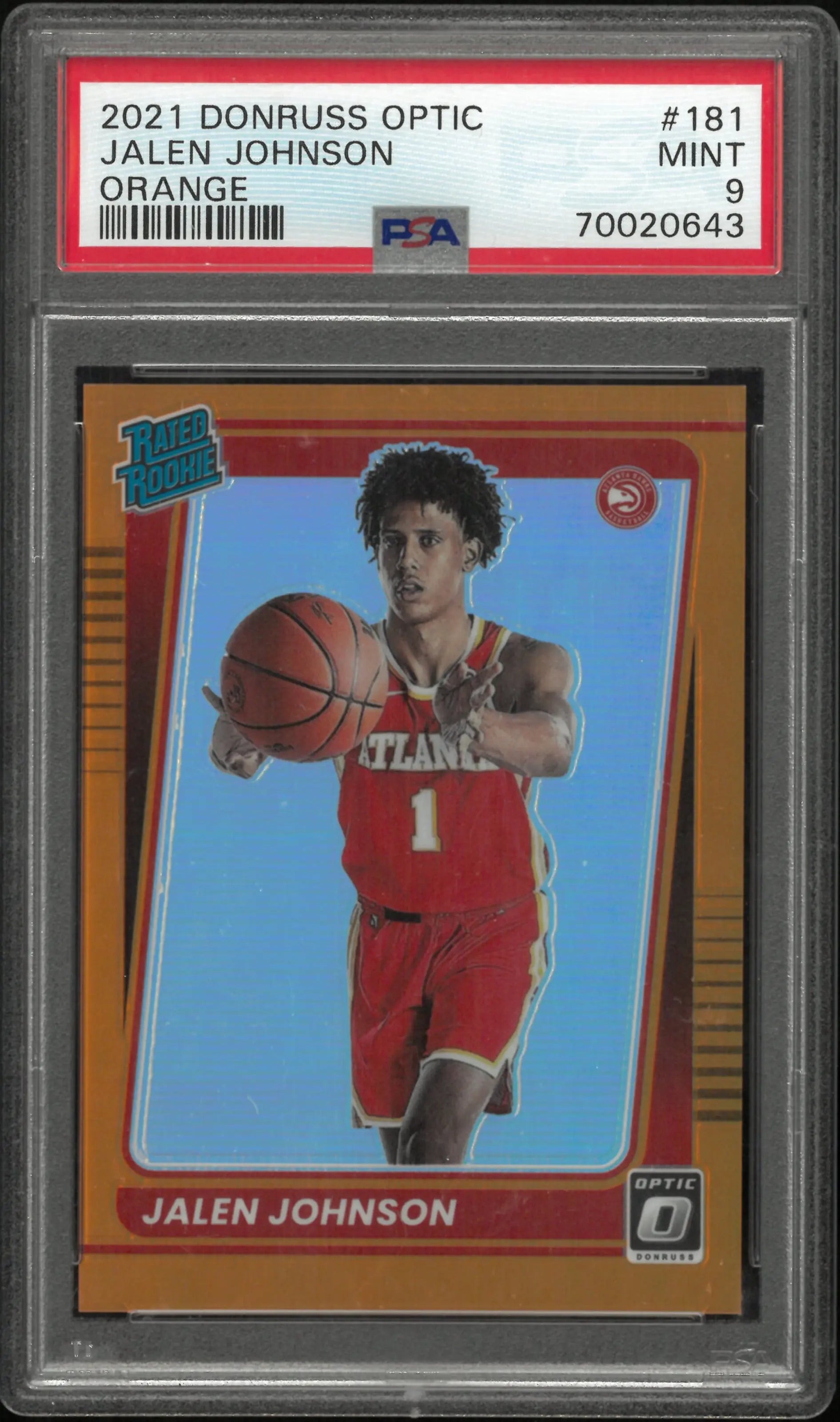 2021 Panini Donruss Optic Jalen Johnson Rated Rookie RC Orange PSA 9 /199 