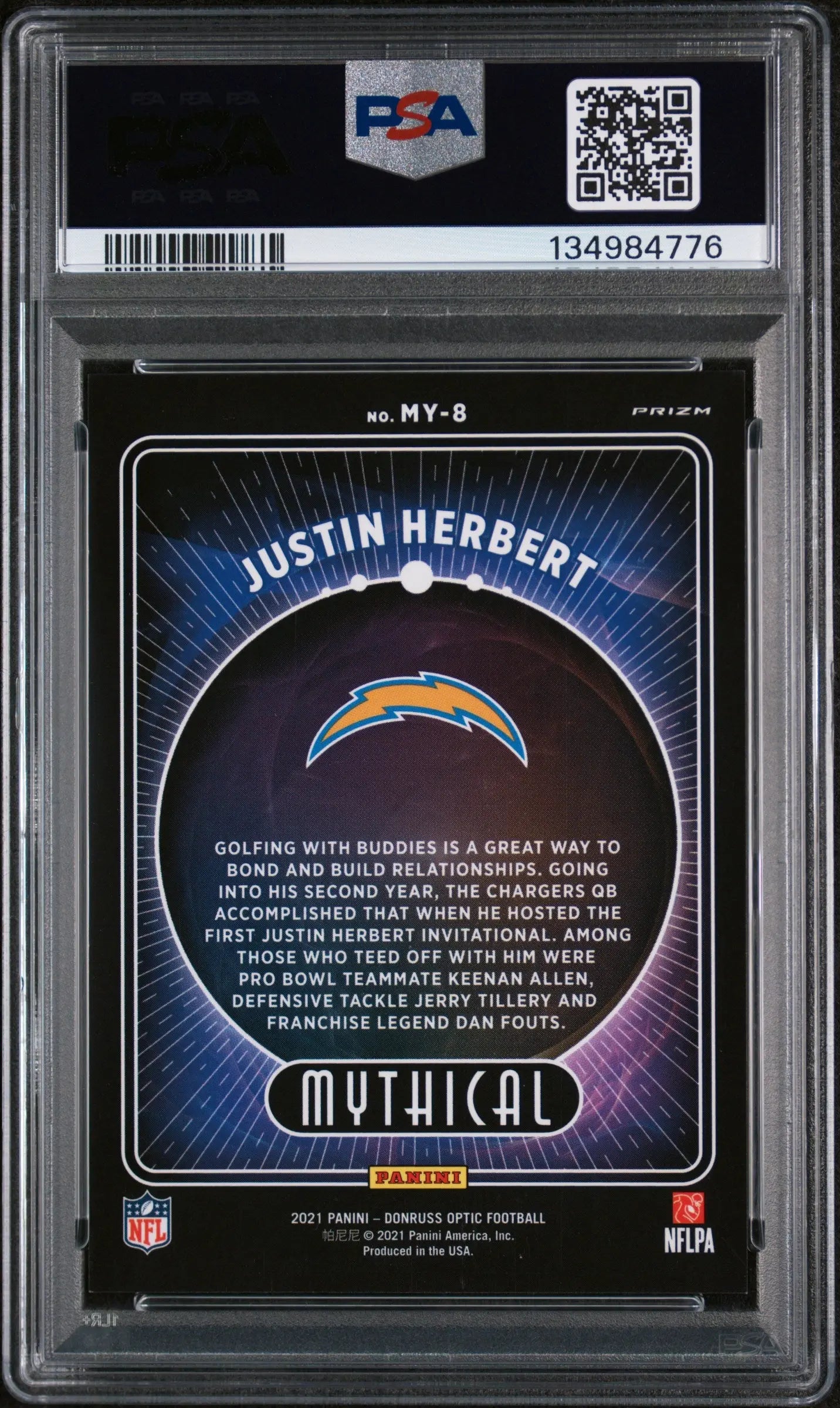 2021 Panini Donruss Optic Mythical Justin Herbert #MY8 PSA 9 