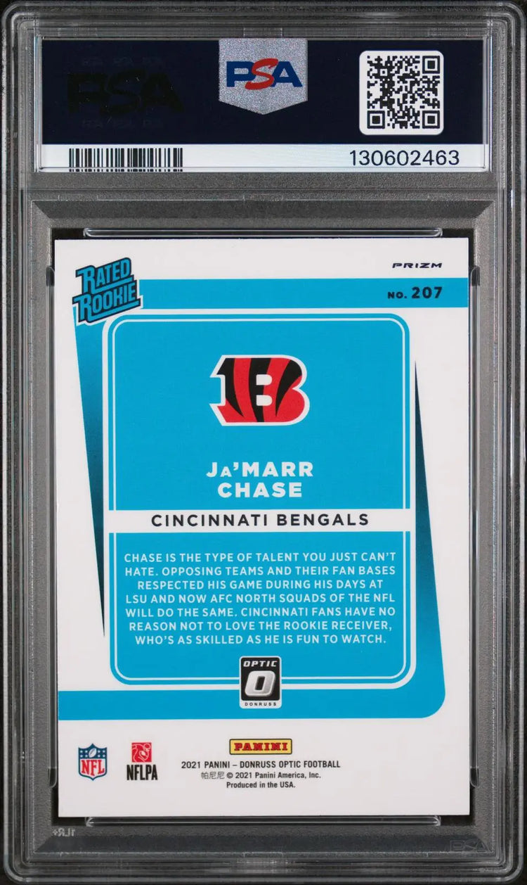 2021 Panini Donruss Optic Rated Rookie Ja'Marr Chase Blue Scope RC PSA 9 
