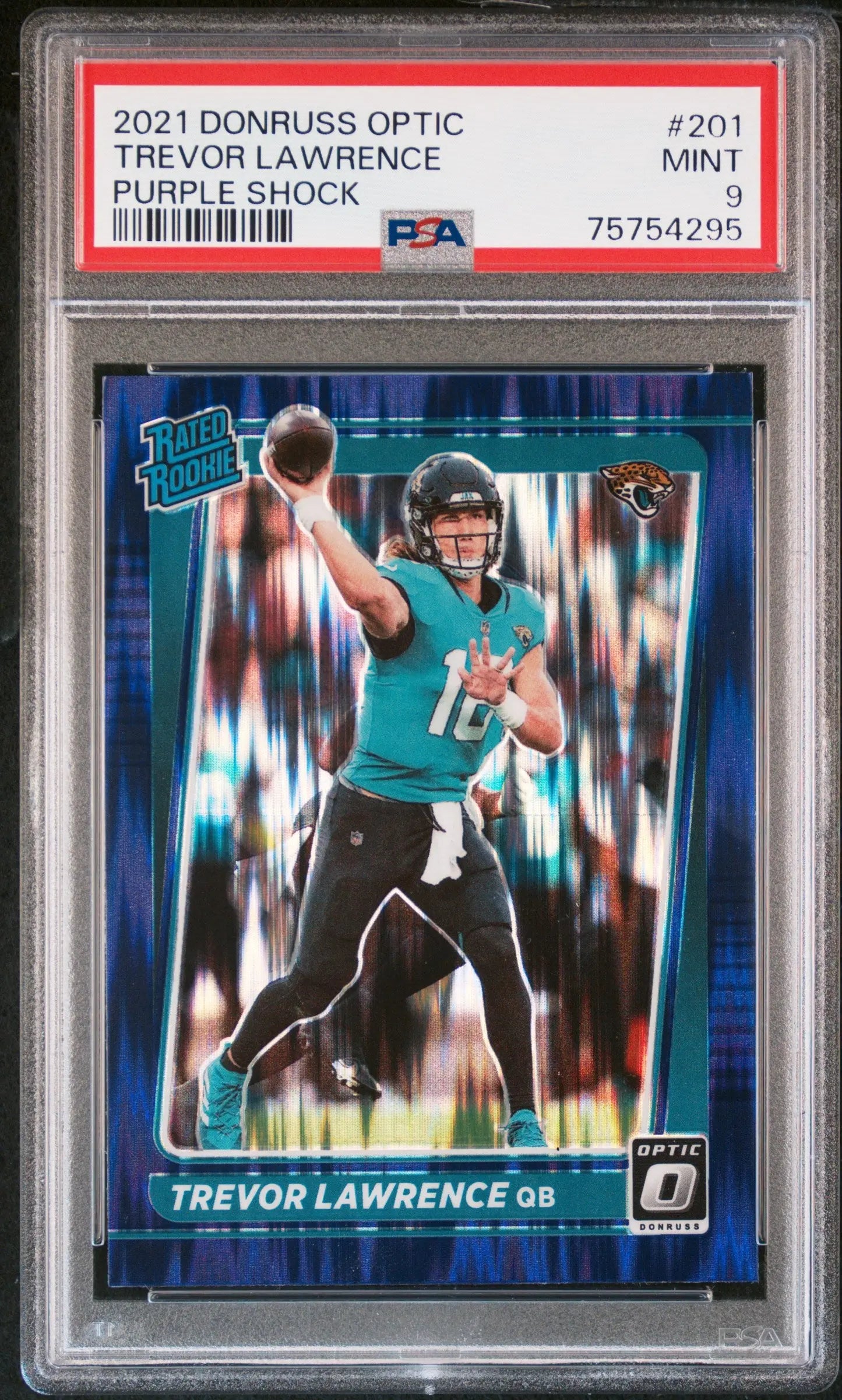 2021 Panini Donruss Optic Rated Rookie Trevor Lawrence Purple Shock PSA 9 