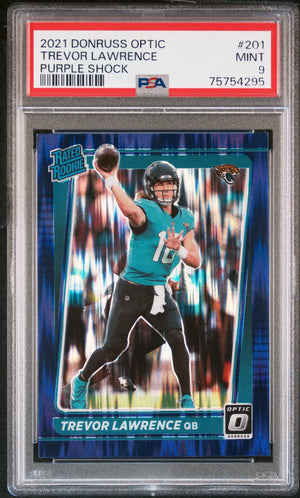 2021 Panini Donruss Optic Rated Rookie Trevor Lawrence Purple Shock PSA 9 