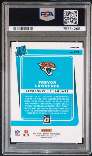 2021 Panini Donruss Optic Rated Rookie Trevor Lawrence Purple Shock PSA 9 
