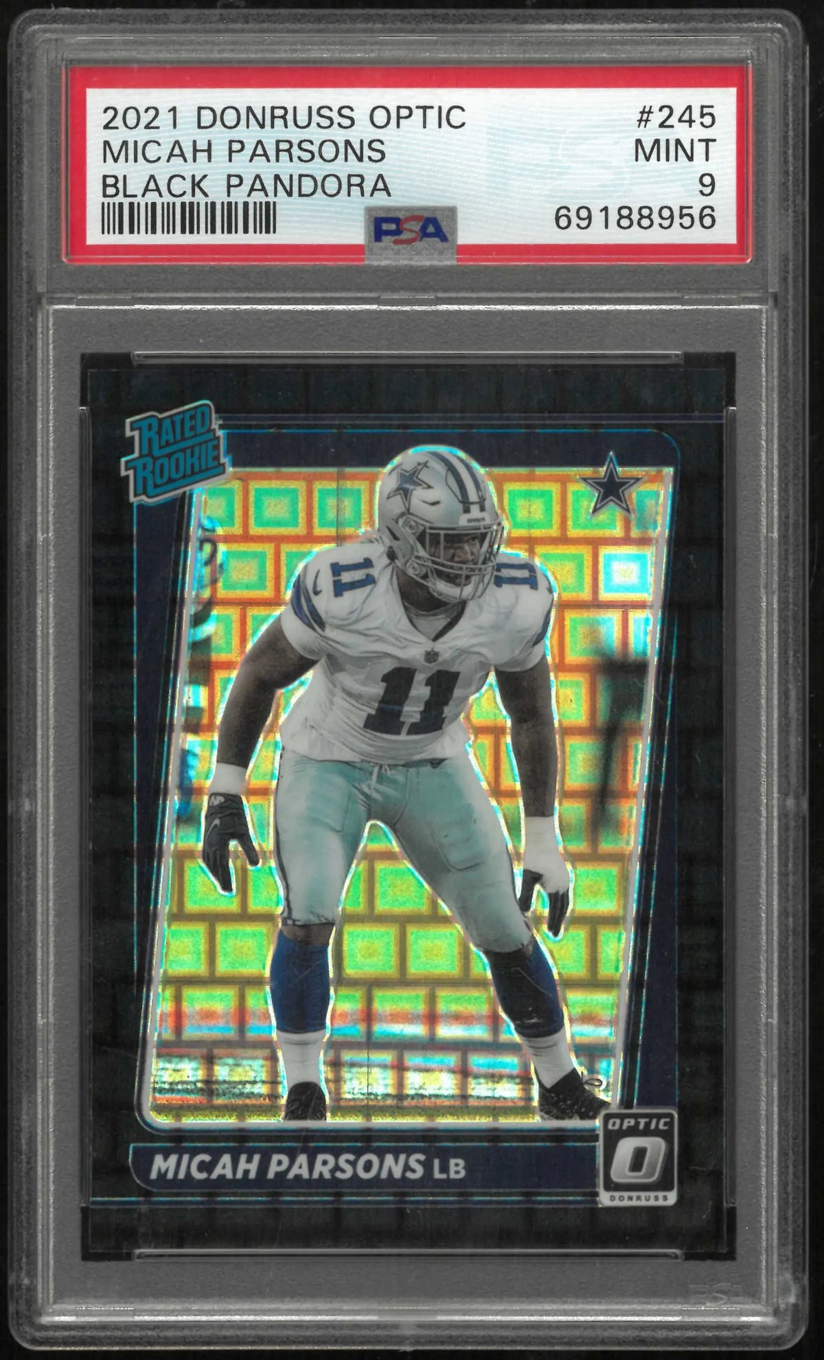 2021 Panini Donruss Optic #245 Micah Parsons Black Pandora PSA 9 