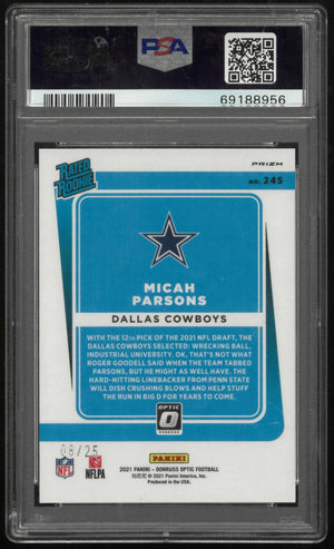 2021 Panini Donruss Optic #245 Micah Parsons Black Pandora PSA 9 