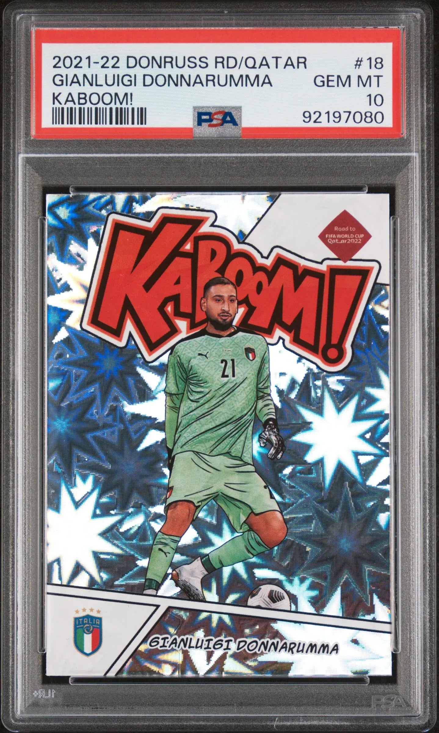 2021 Panini Donruss Road To Qatar Kaboom! Gianluigi Donnarumma #18 PSA 10 
