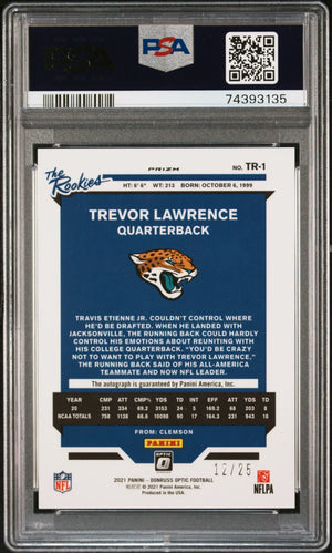 2021 Panini Donruss The Rookie Autograph Trevor Lawrence Purple Stars /25 PSA 10 