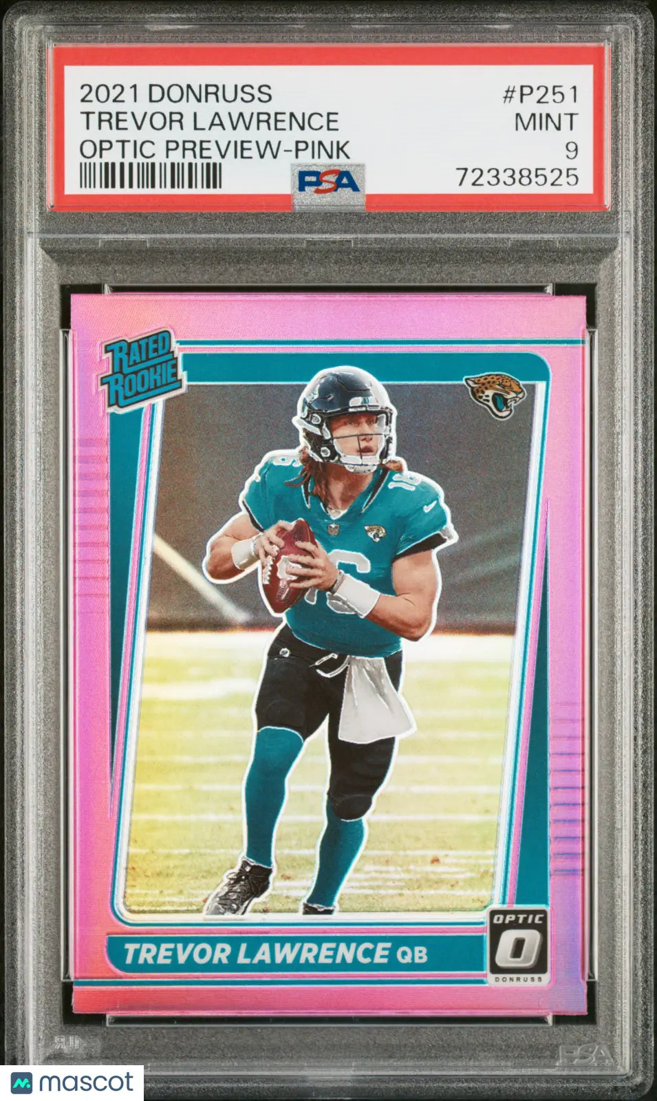 2021 Panini Donruss Trevor Lawrence Rated Rookie Optic Preview Pink PSA 9 