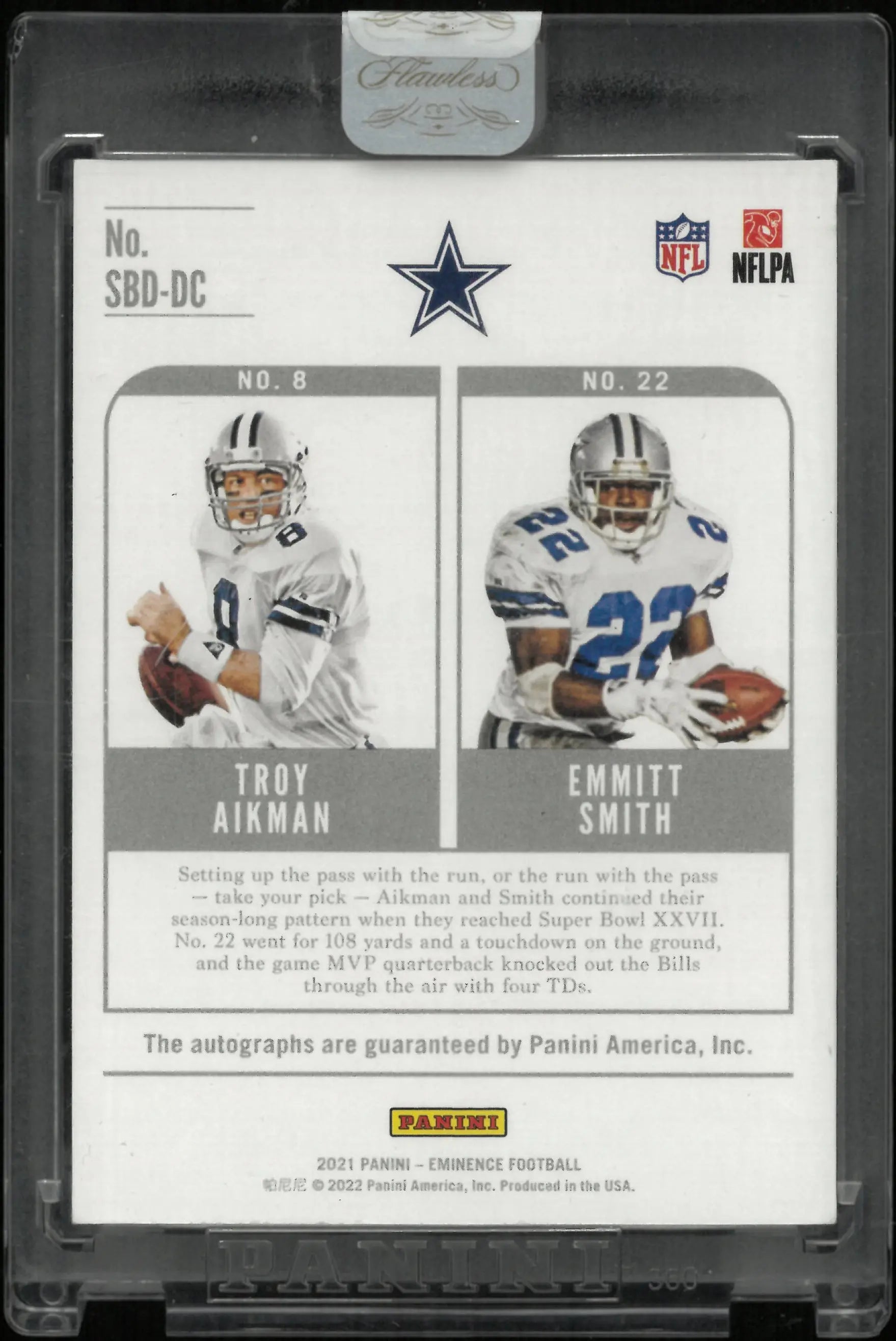 2021 Panini Eminence Autograph Troy Aikman Emmitt Smith Auto /8 