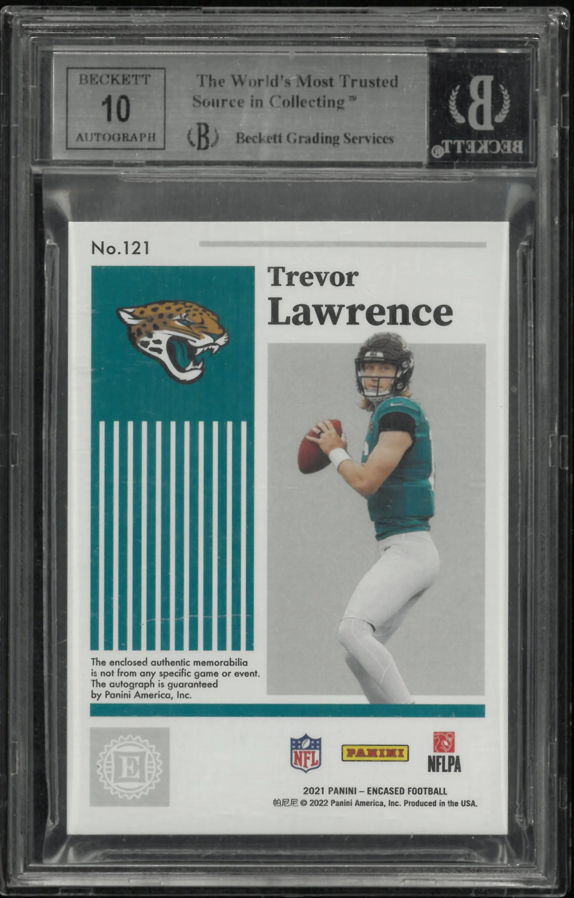 2021 Panini Encased Sapphire Trevor Lawrence RC Rookie Hat Patch BGS 8.5 /25 