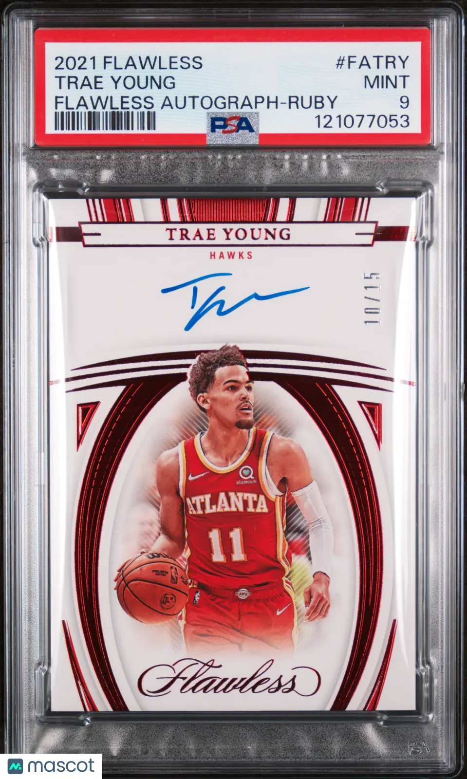 2021 Panini Flawless Basketball Autographs Auto Trae Young Ruby /15 PSA 9 