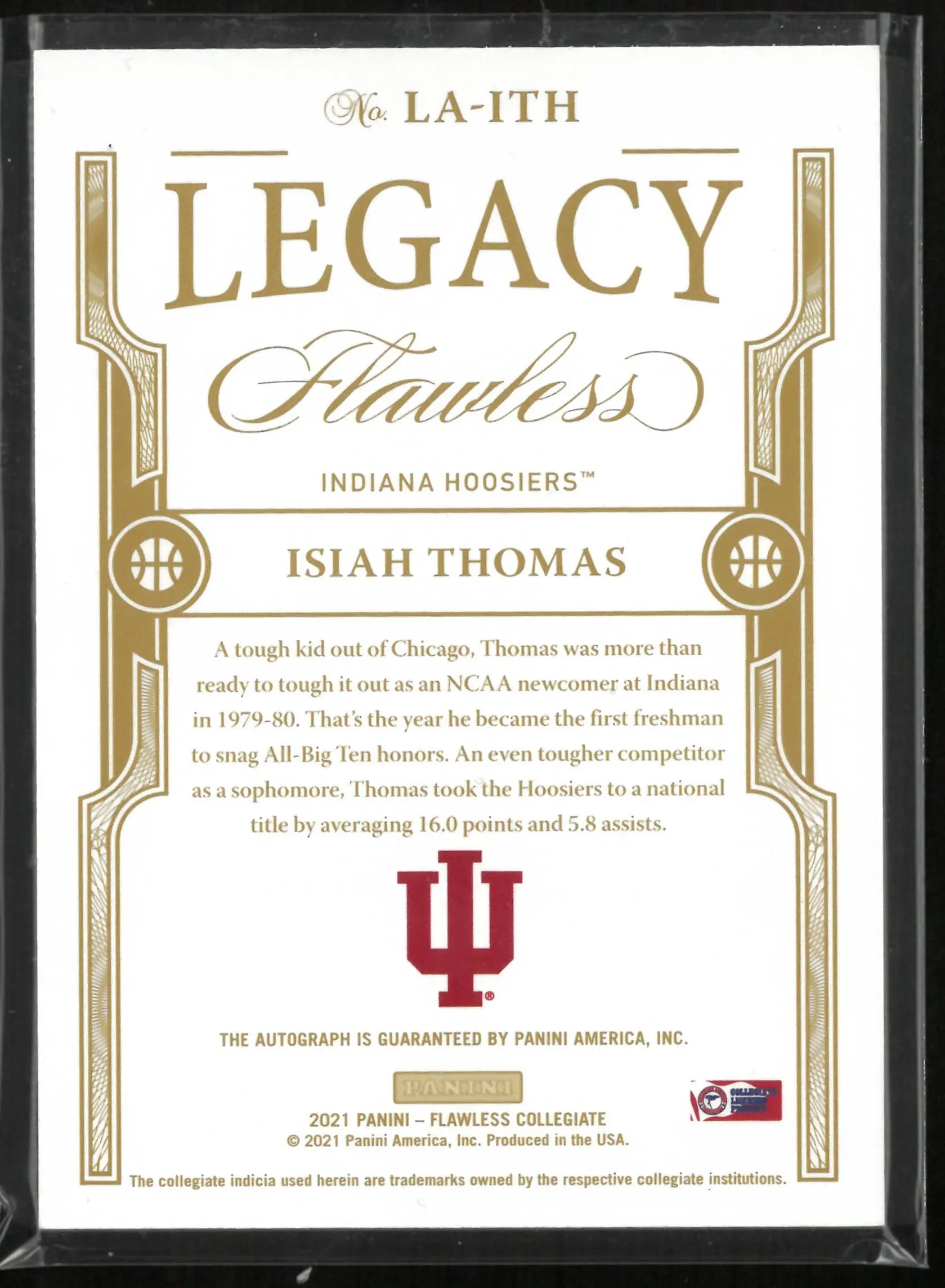 2021 Panini Flawless Legacy Autographs Isiah Thomas Auto /60 