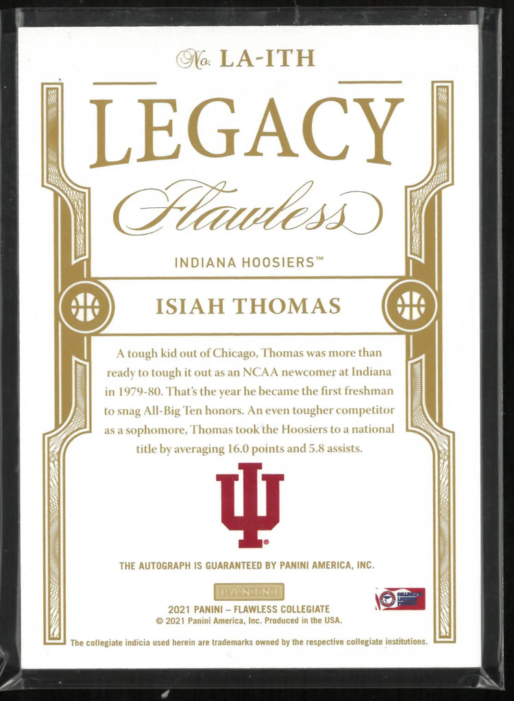 2021 Panini Flawless Legacy Autographs Isiah Thomas Auto /60 
