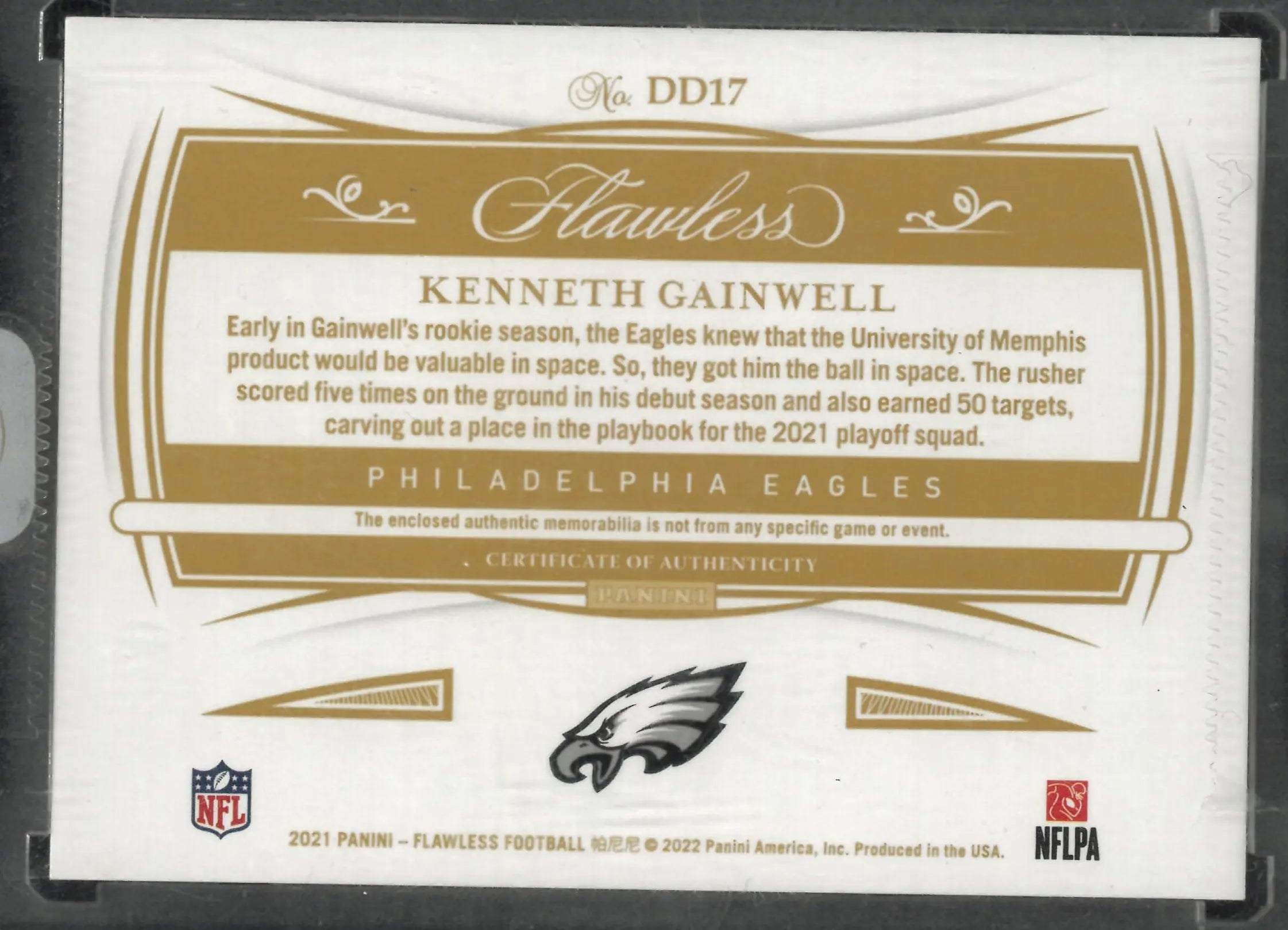 2021 Panini Flawless Rookie Patch Kenneth Gainwell Green /2 RC 