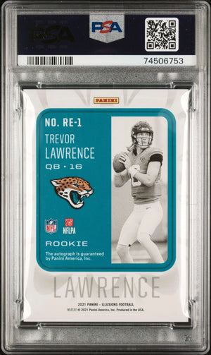 2021 Panini Illusions Rookie Endorsements Auto Trevor Lawrence Red /50 RCPSA 10 