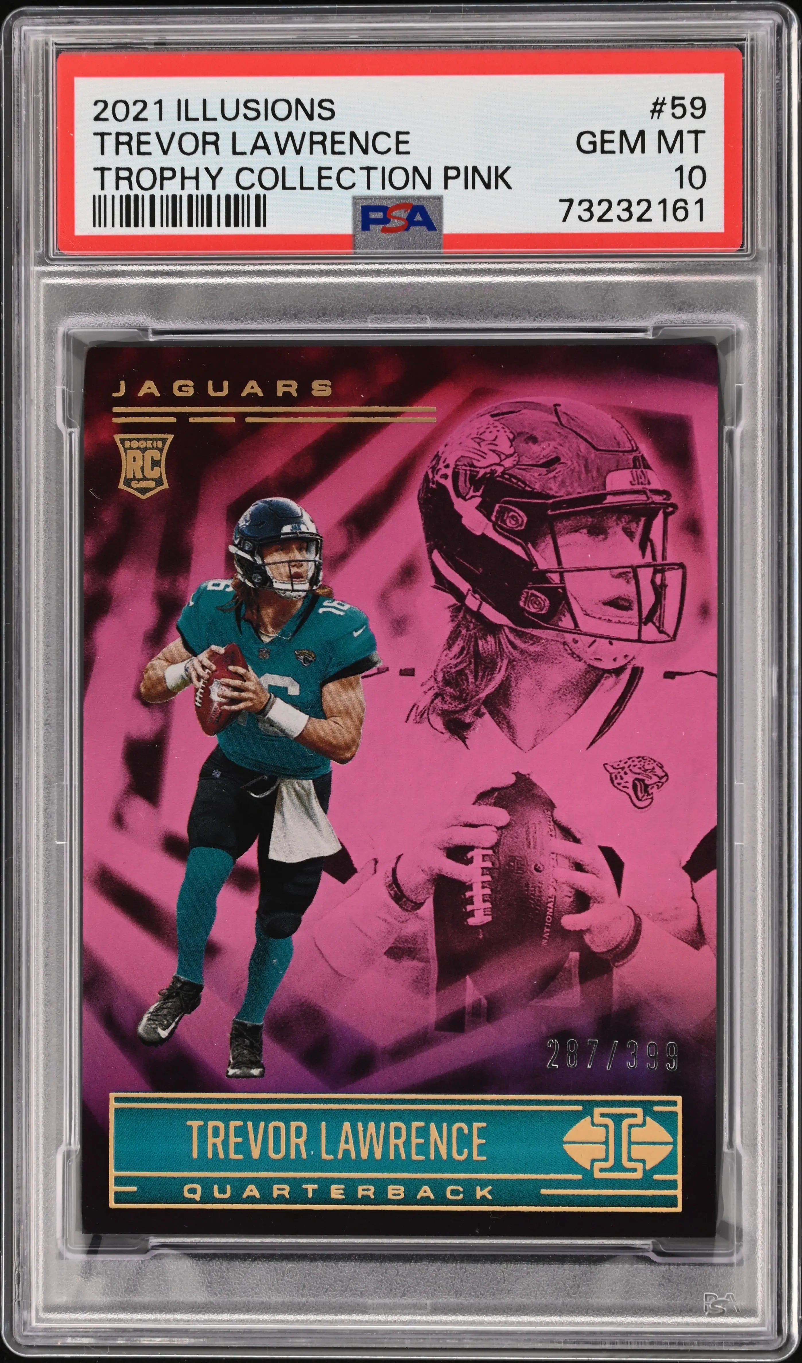 2021 Panini Illusions Trevor Lawrence RC Trophy Collection Pink /399 PSA 10 
