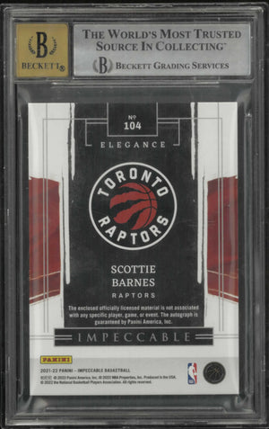 2021 Panini Impeccable Rookie Patch Autograph Scottie Barnes /99 BGS 9 Auto 10 