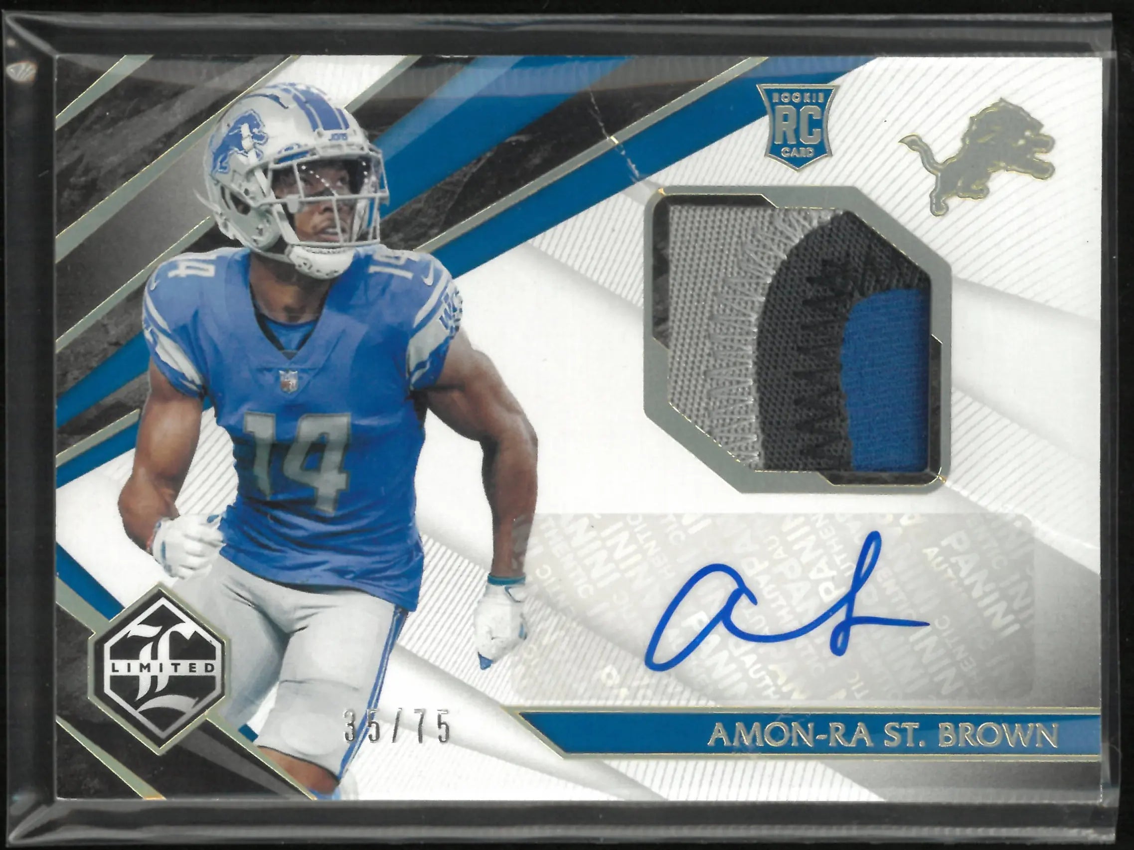 2021 Panini Limited Amon-Ra St.Brown Rookie Patch Autograph Auto RC /75(Creased) 