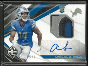 2021 Panini Limited Amon-Ra St.Brown Rookie Patch Autograph Auto RC /75(Creased) 
