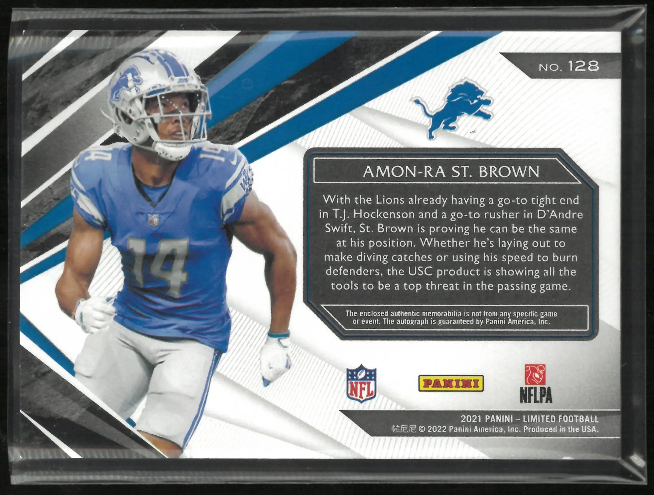 2021 Panini Limited Amon-Ra St.Brown Rookie Patch Autograph Auto RC /75(Creased) 