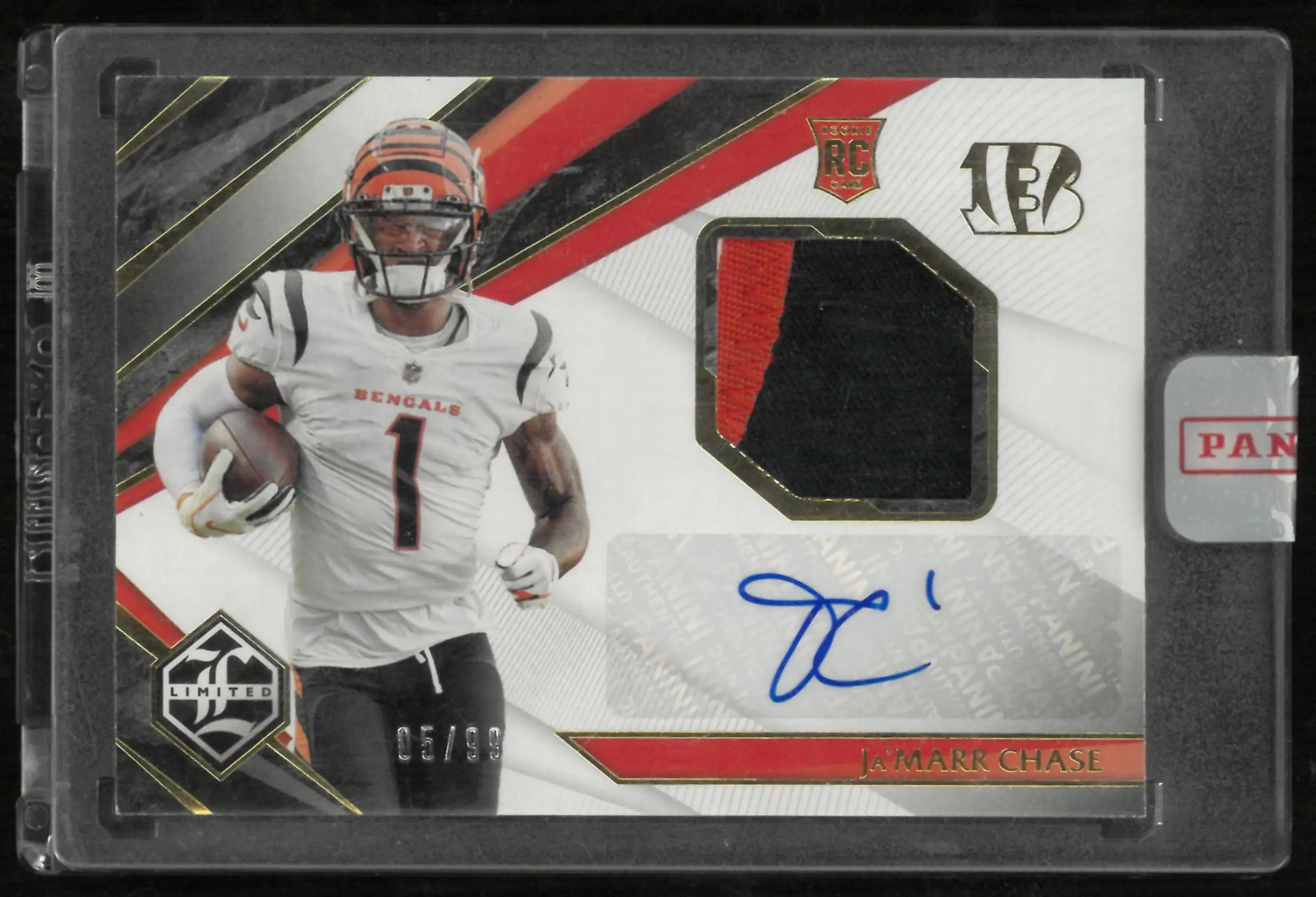 2021 Panini Limited Football Ja'Marr Chase RC Rookie Patch Auto /99 