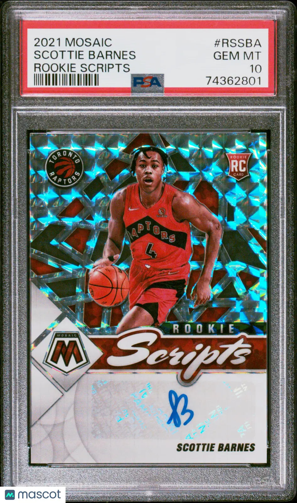 2021 Panini Mosaic Basketball Rookie Scripts Auto Scottie Barnes PSA 10 