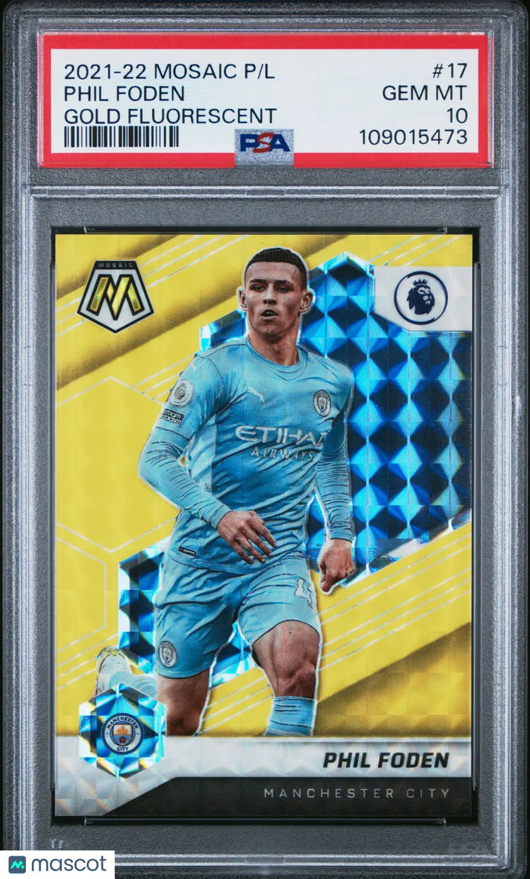 2021 Panini Mosaic Premier League Phil Foden Gold Fluorescent PSA 10 /10 