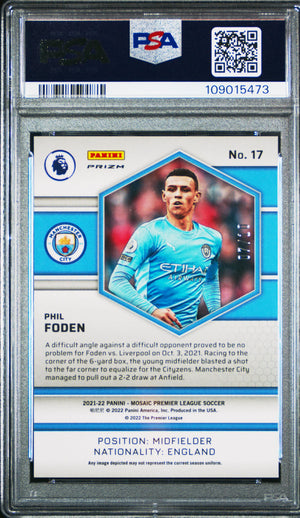 2021 Panini Mosaic Premier League Phil Foden Gold Fluorescent PSA 10 /10 