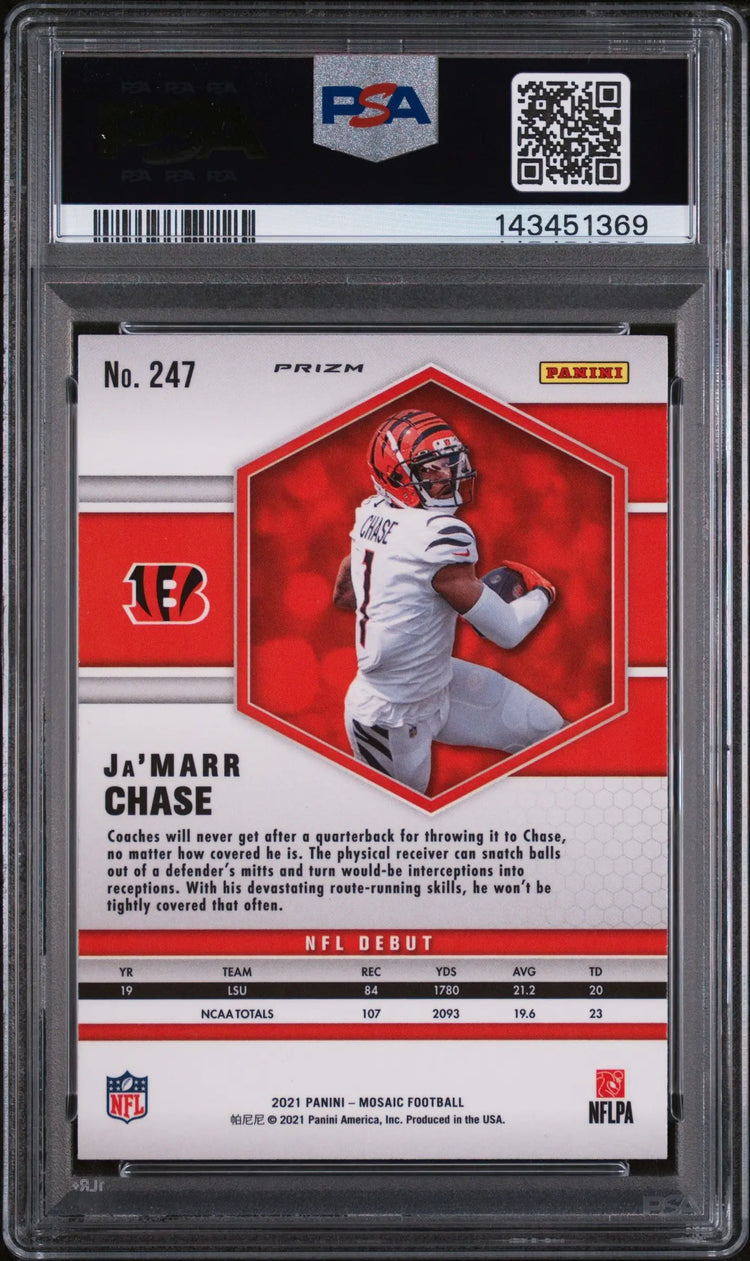 2021 Panini Mosaic Rookie Ja’Marr Chase Green RC PSA 10 