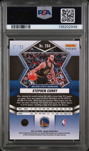 2021 Panini Mosaic Stephen Curry Blue Mosaic PSA 9 