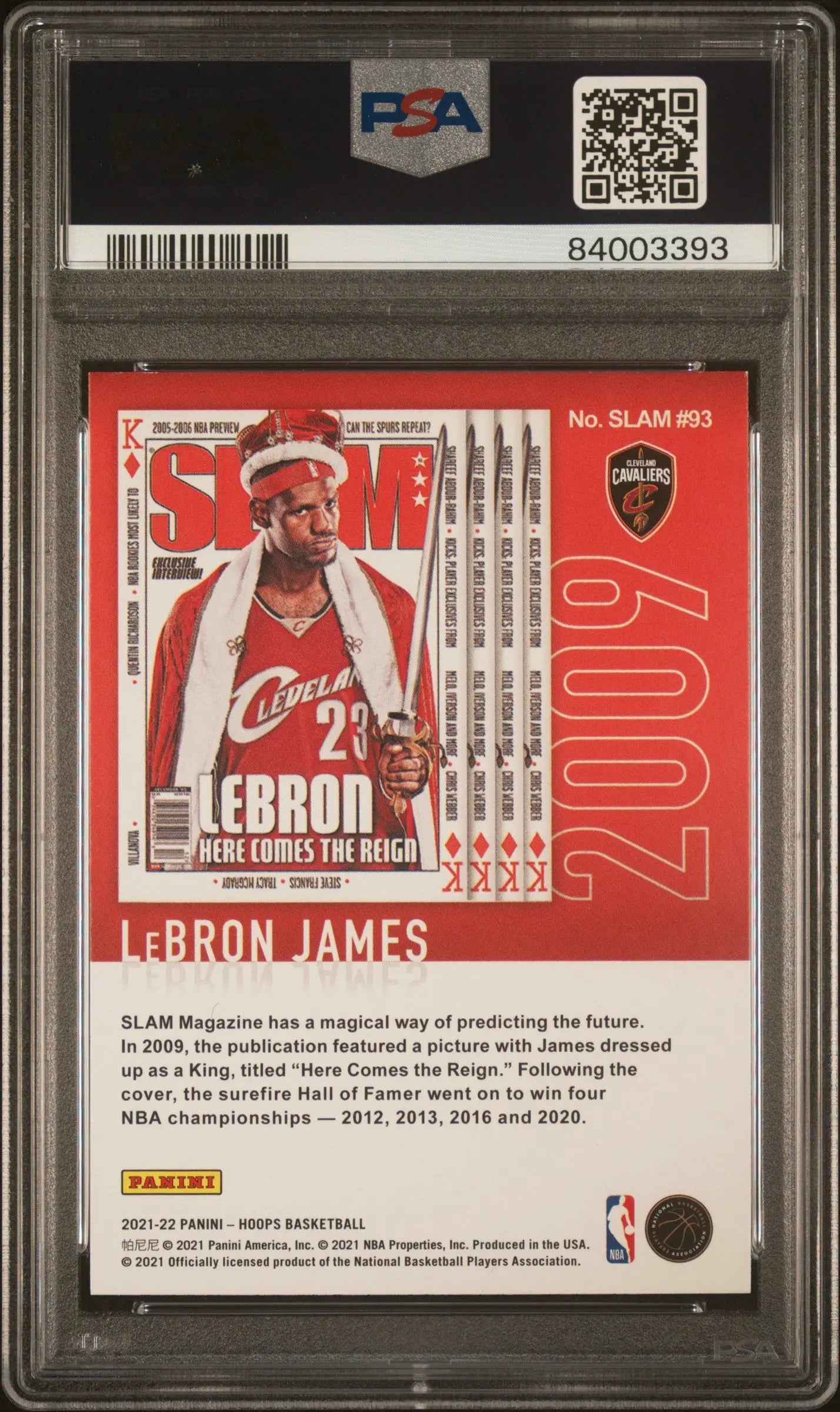 2021 Panini NBA Hoops Slam LeBron James PSA 9 