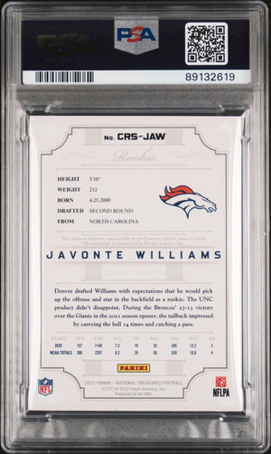 2021 Panini National T Crossover Rookie Patch Autograph Javonte Williams/5 PSA 9 