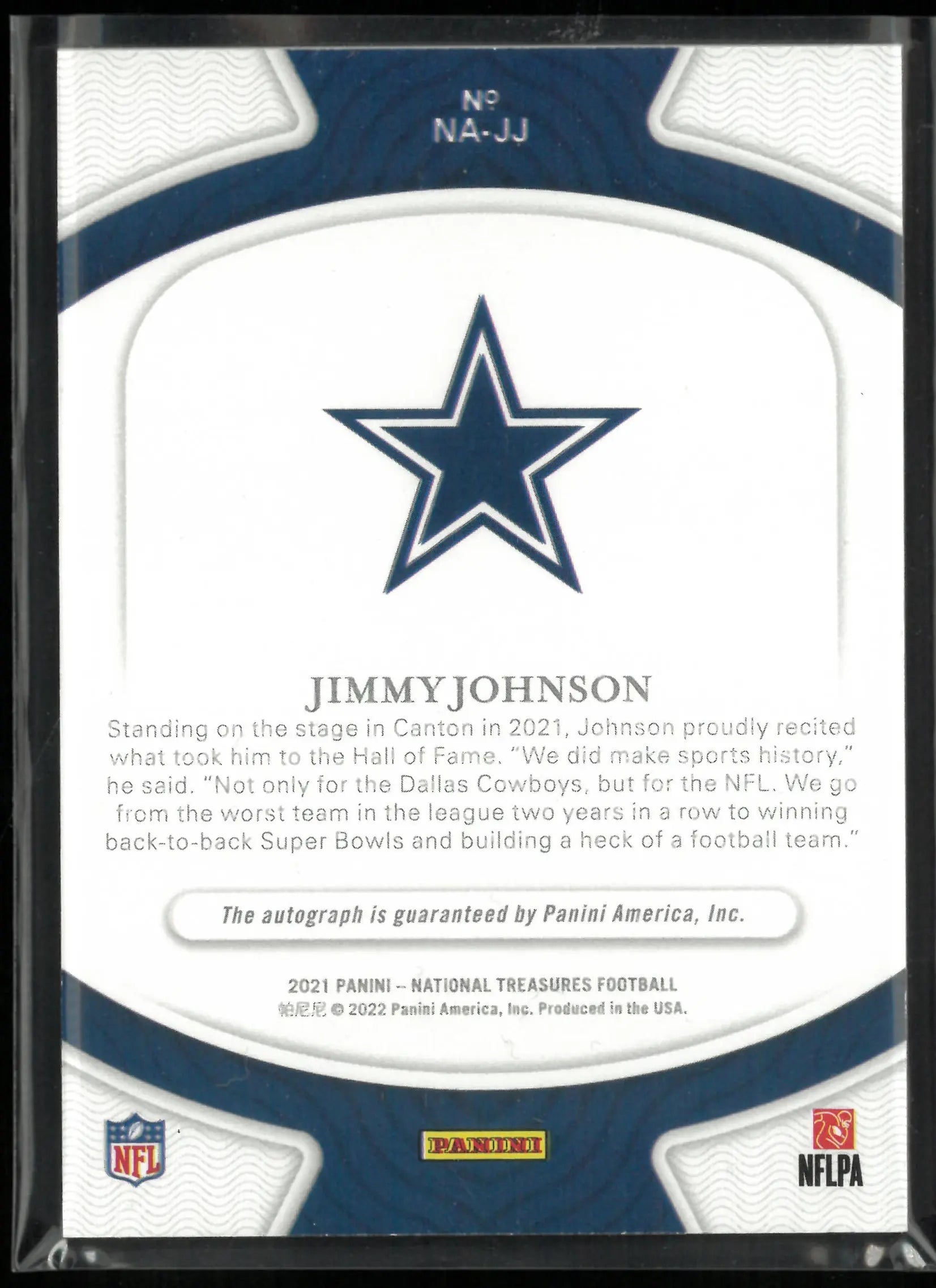 2021 Panini National Treasure National Archives Jimmy Johnson Autograph Auto /49 