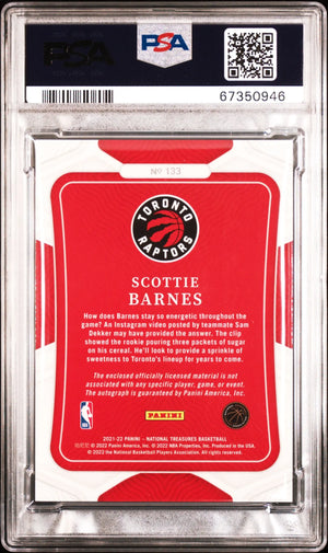 2021 Panini National Treasures #133 Scottie Barnes Rookie Patch Auto /75 PSA 10 