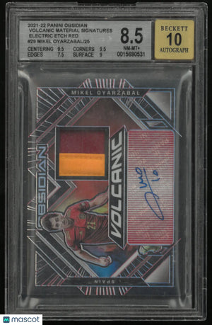 2021 Panini Obs Volcanic Mat Sig Electric Red Mikel Oyarzabal /25 BGS 8.5 Auto10 