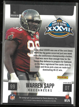 2021 Panini Obsidian Autograph Warren Sapp Auto 