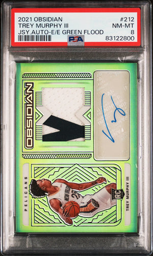 2021 Panini Obsidian Rookie Patch Autograph Trey Murphy Green Flood /25 RC PSA 8 