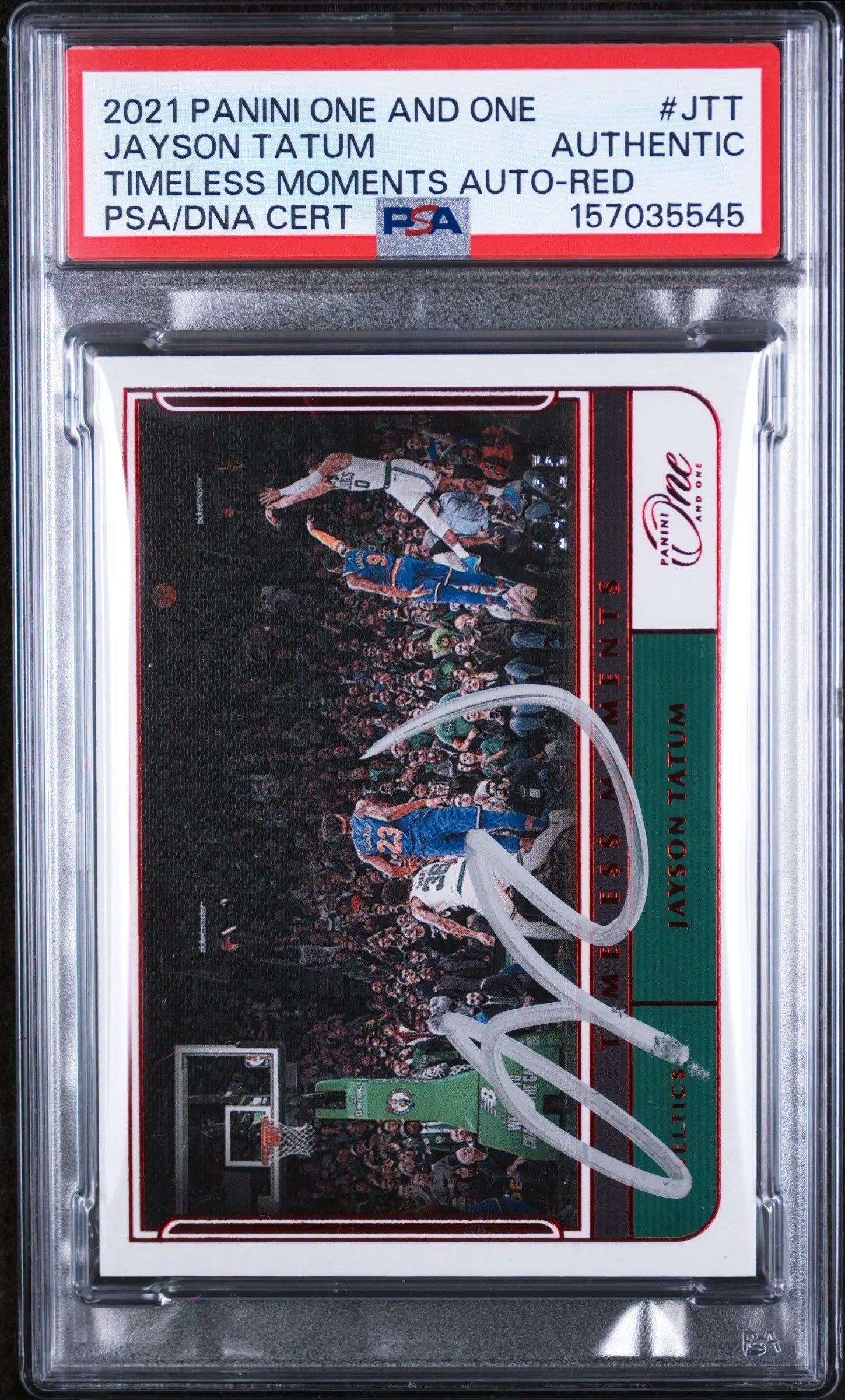 2021 Panini One And One Timeless Moments Autographs Jayson Tatum Auto-Red PSA 0 