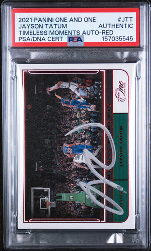 2021 Panini One And One Timeless Moments Autographs Jayson Tatum Auto-Red PSA 0 