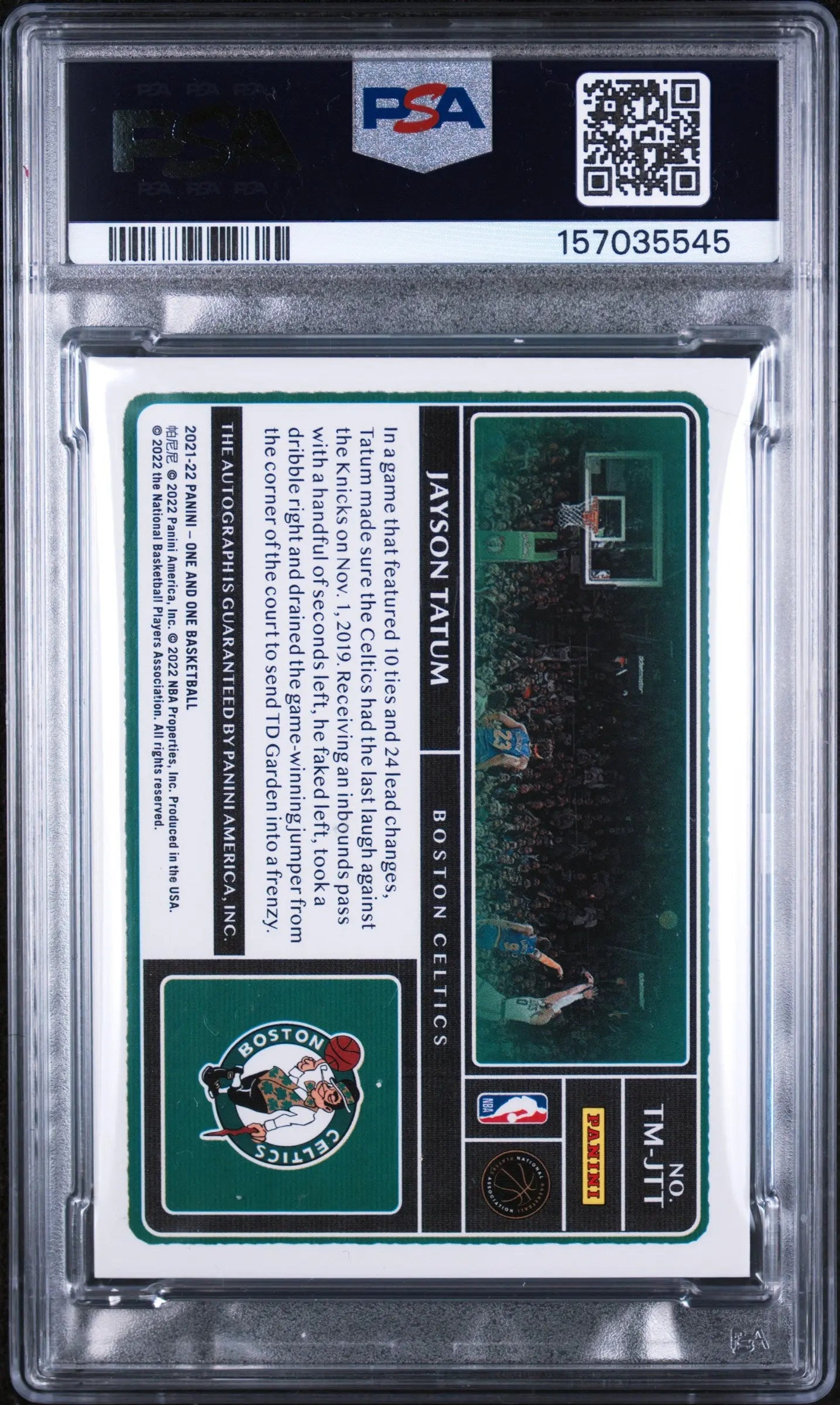 2021 Panini One And One Timeless Moments Autographs Jayson Tatum Auto-Red PSA 0 