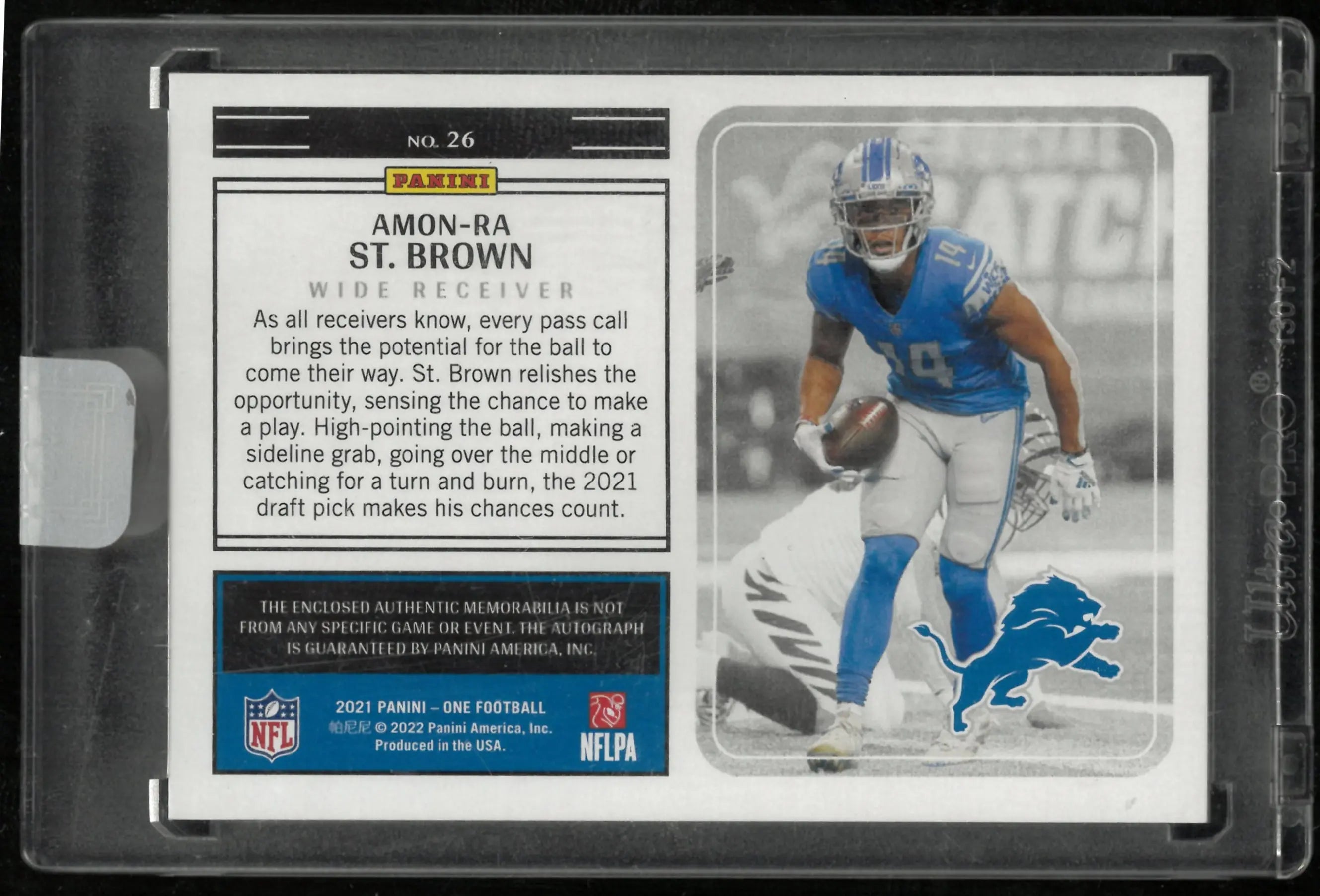 2021 Panini One Football Rookie Patch Auto Amon-Ra St.Brown /199 