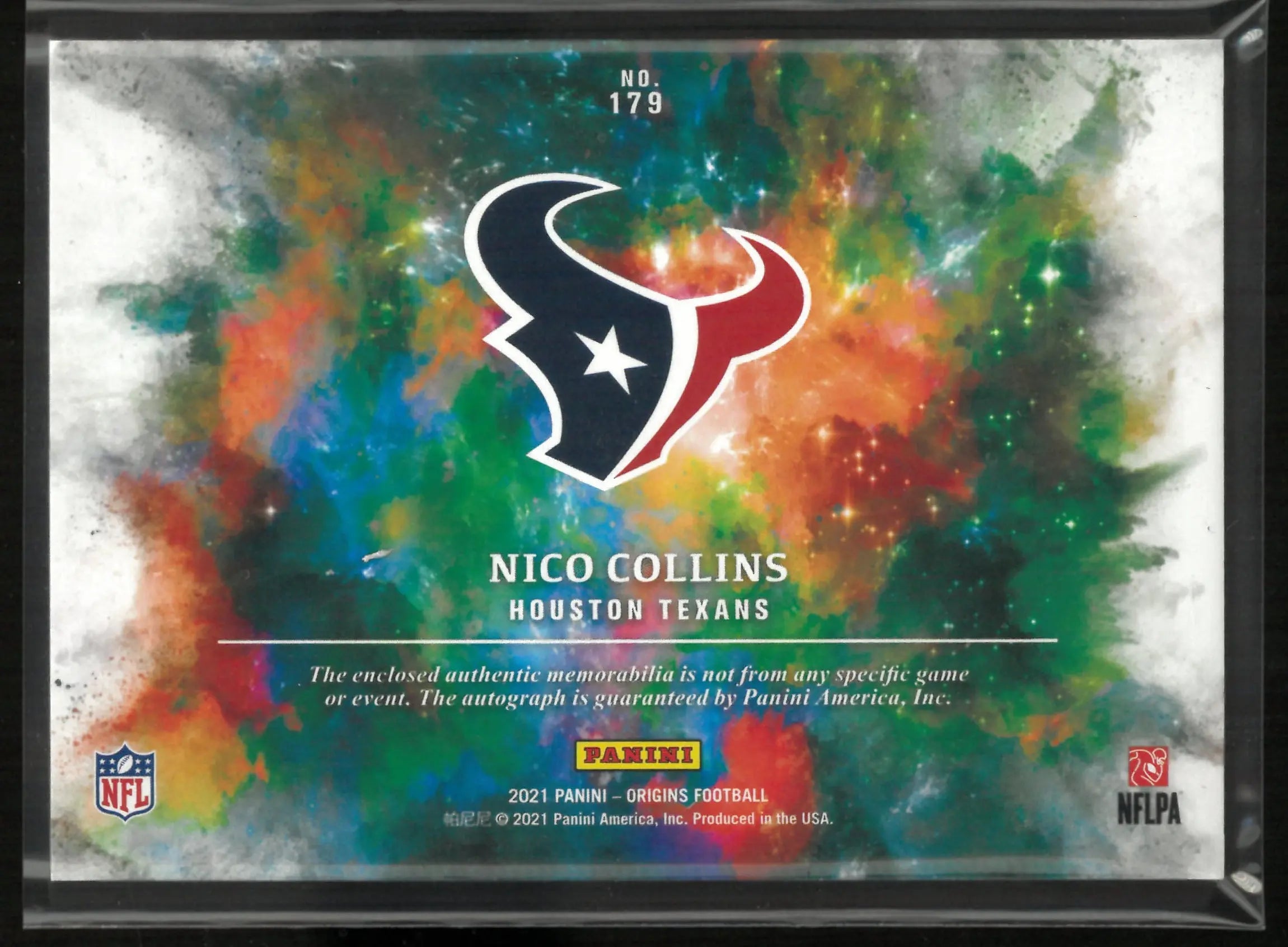 2021 Panini Origins Nico Collins Rookie Patch Autograph Auto RC /99 