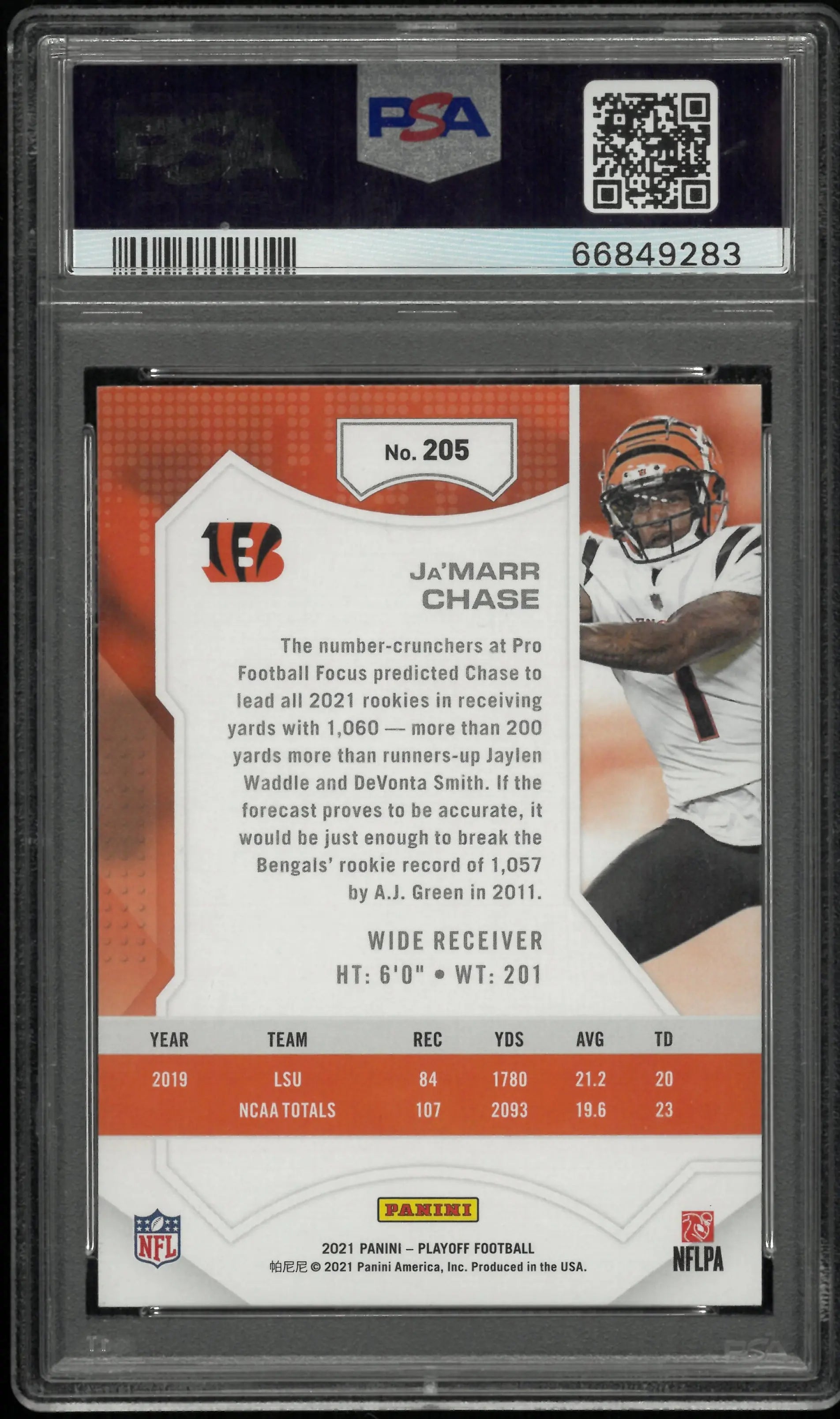 2021 Panini Playoff Ja'marr Chase Rookie RC PSA 10 