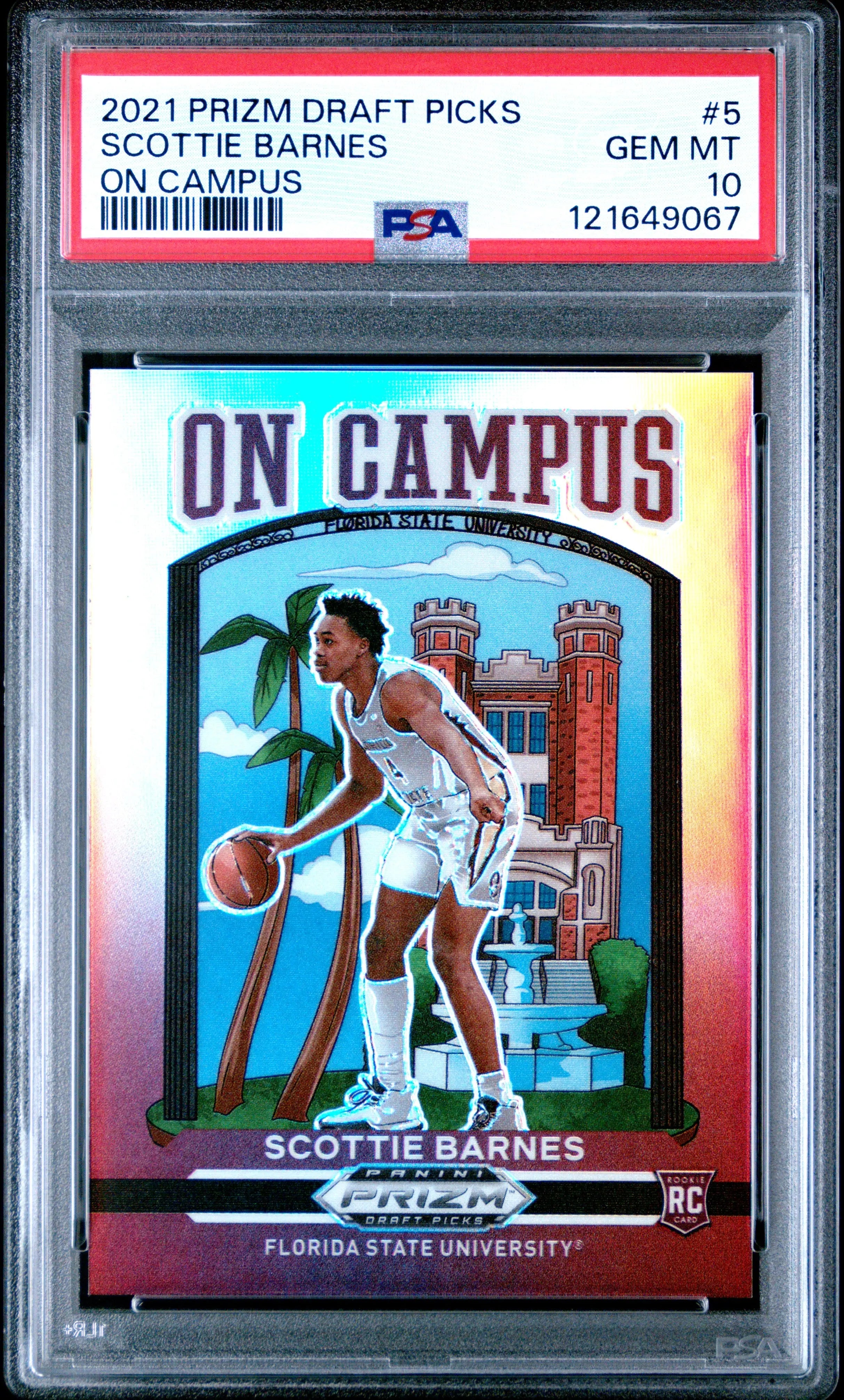 2021 Panini Prizm Draft Picks On Campus Rookie Scottie Barnes RC PSA 10 