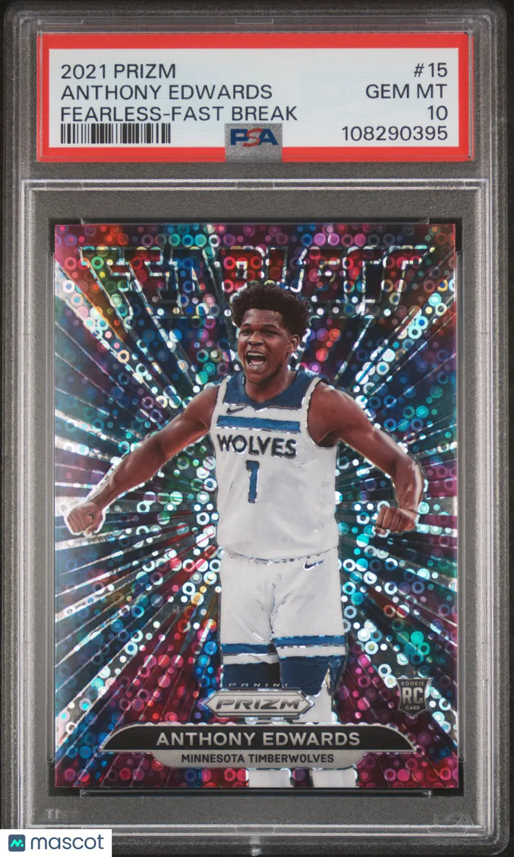 2021 Panini Prizm Fearless Anthony Edwards RC Rookie Fast Break PSA 10 