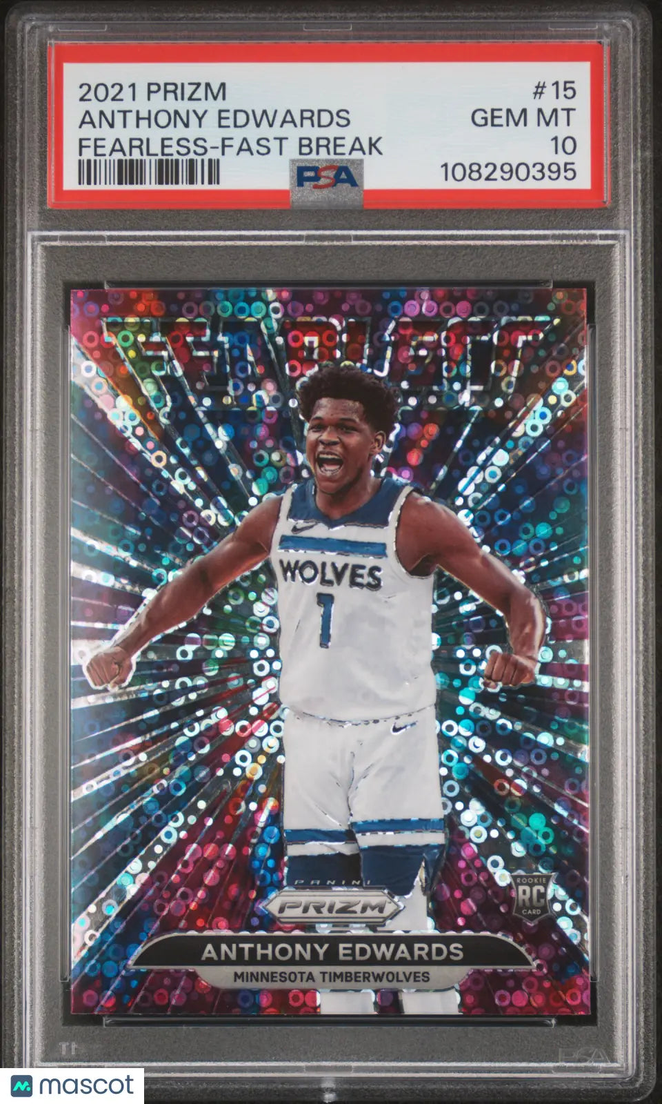 2021 Panini Prizm Fearless Anthony Edwards RC Rookie Fast Break PSA 10 