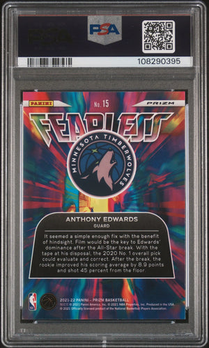 2021 Panini Prizm Fearless Anthony Edwards RC Rookie Fast Break PSA 10 
